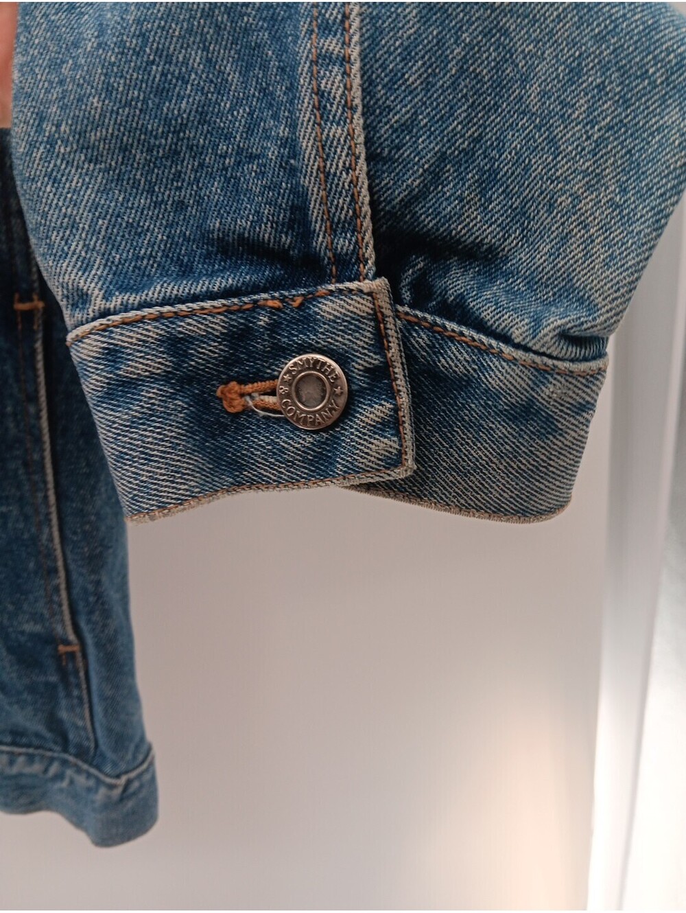 Smythe Denim Jacket Mens Medium Blue Heavy Trucker Jean Coat Cowboy Outdoor - Picture 3 of 10